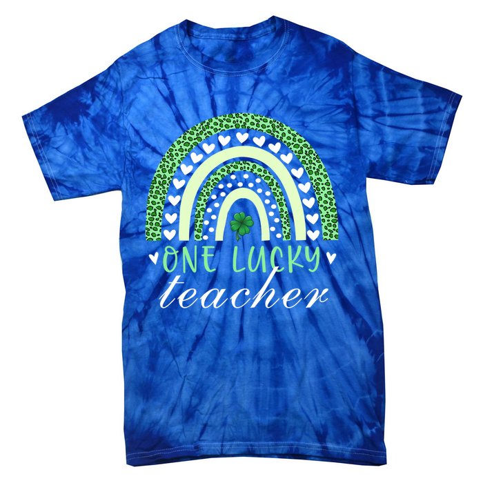 Teacher Boho Rainbow Leopard Patrick's Day One Lucky Teacher Meaningful Gift Tie-Dye T-Shirt