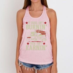 Trucker Big Rig Semicute Gifttrailer Truck Driver American Flag Gift Women's Knotted Racerback Tank