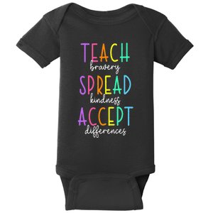 Teach Bravery Spread Kindness Accept Autism puzzle Baby Bodysuit