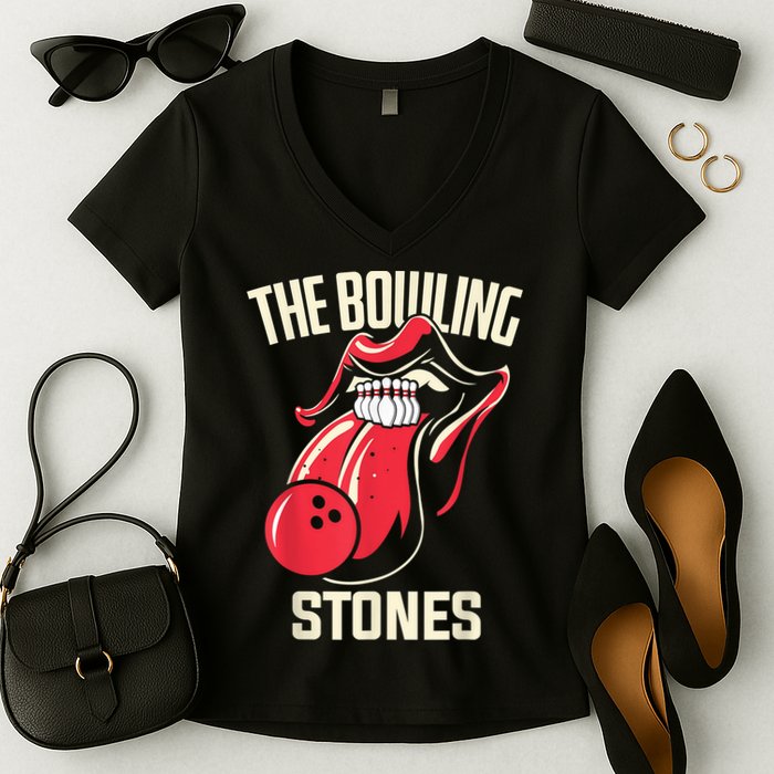 The Bowling Stones Women's V-Neck T-Shirt