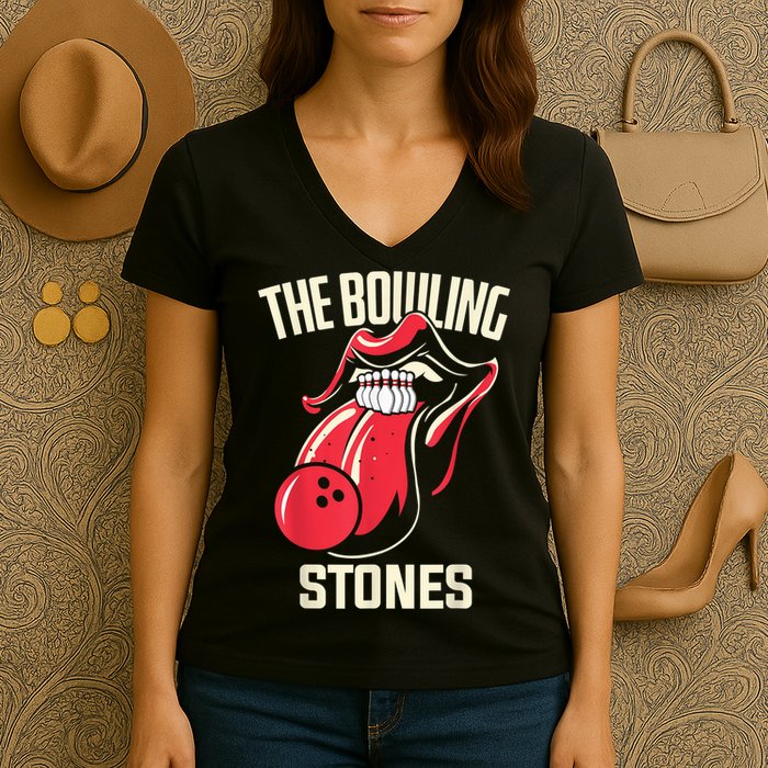 The Bowling Stones Women's V-Neck T-Shirt