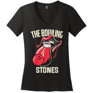 The Bowling Stones Bowling Women's V-Neck T-Shirt