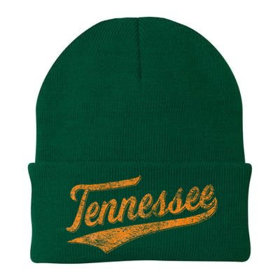 Tennessee Baseball Sports Script Cursive Flag Swoosh Knit Cap Winter Beanie