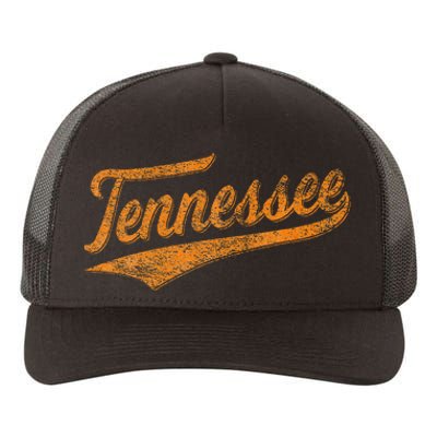 Tennessee Baseball Sports Script Cursive Flag Swoosh Yupoong Adult 5-Panel Trucker Hat