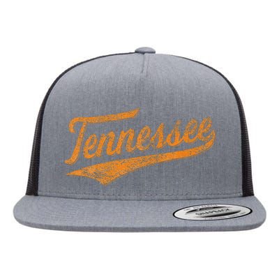 Tennessee Baseball Sports Script Cursive Flag Swoosh Flat Bill Trucker Hat