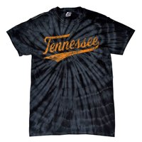 Tennessee Baseball Sports Script Cursive Flag Swoosh Tie-Dye T-Shirt