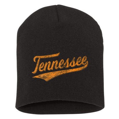 Tennessee Baseball Sports Script Cursive Flag Swoosh Short Acrylic Beanie