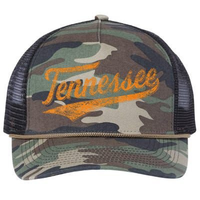 Tennessee Baseball Sports Script Cursive Flag Swoosh Retro Rope Trucker Hat Cap