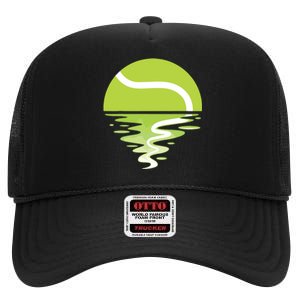 Tennis Ball Sunset Tennis Player High Crown Mesh Back Trucker Hat