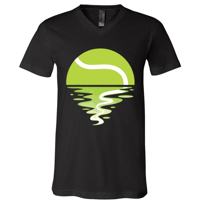 Tennis Ball Sunset Tennis Player V-Neck T-Shirt