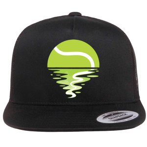 Tennis Ball Sunset Tennis Player Flat Bill Trucker Hat