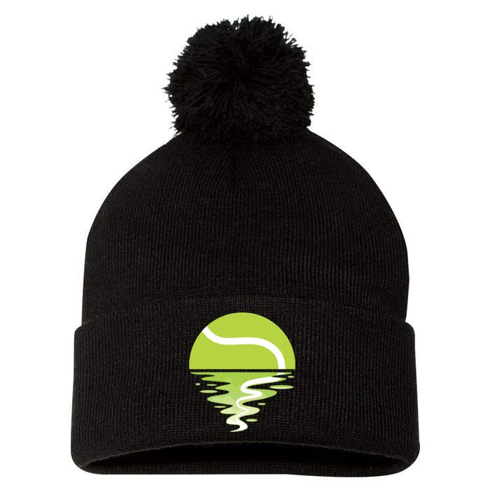 Tennis Ball Sunset Tennis Player Pom Pom 12in Knit Beanie