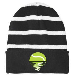 Tennis Ball Sunset Tennis Player Striped Beanie with Solid Band