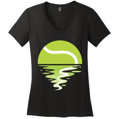 Tennis Ball Sunset Tennis Player Women's V-Neck T-Shirt