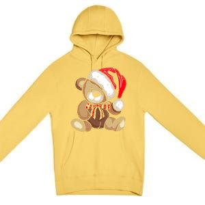 Teddy Bear Santa Hat Christmas Pajama Cute Xmas Funny Gift Premium Pullover Hoodie