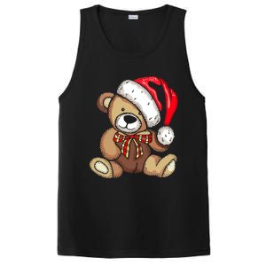 Teddy Bear Santa Hat Christmas Pajama Cute Xmas Funny Gift PosiCharge Competitor Tank