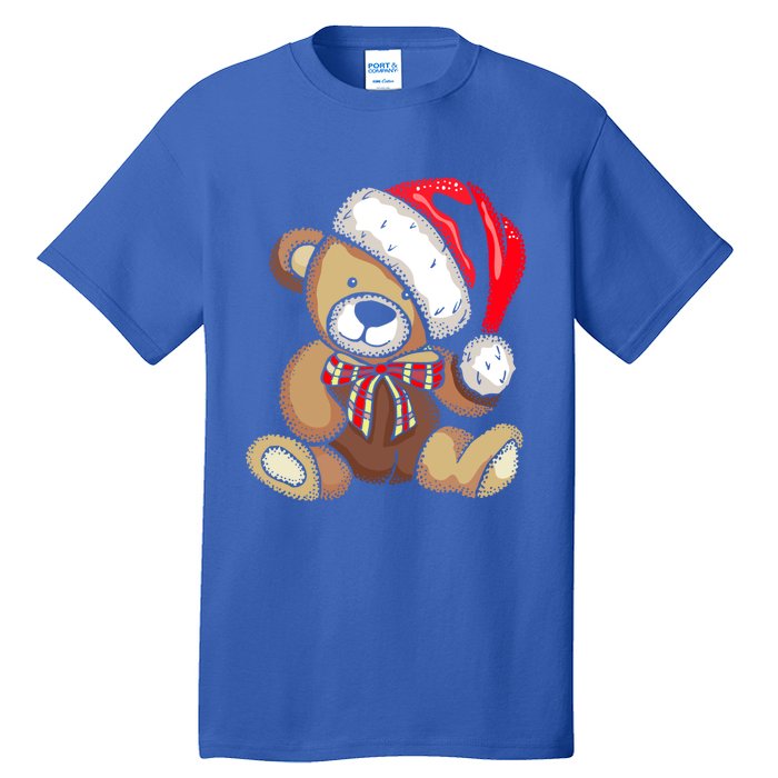 Teddy Bear Santa Hat Christmas Pajama Cute Xmas Funny Gift Tall T-Shirt