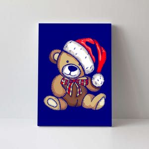 Teddy Bear Santa Hat Christmas Pajama Cute Xmas Funny Gift Canvas