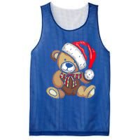 Teddy Bear Santa Hat Christmas Pajama Cute Xmas Funny Gift Mesh Reversible Basketball Jersey Tank