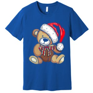 Teddy Bear Santa Hat Christmas Pajama Cute Xmas Funny Gift Premium T-Shirt