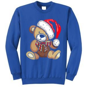 Teddy Bear Santa Hat Christmas Pajama Cute Xmas Funny Gift Tall Sweatshirt