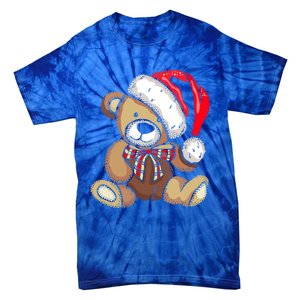 Teddy Bear Santa Hat Christmas Pajama Cute Xmas Funny Gift Tie-Dye T-Shirt