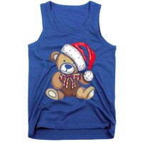 Teddy Bear Santa Hat Christmas Pajama Cute Xmas Funny Gift Tank Top