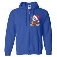 Teddy Bear Santa Hat Christmas Pajama Cute Xmas Funny Gift Full Zip Hoodie