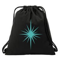 Turquoise Blue Starburst Retro Atomic Era Drawstring Bag