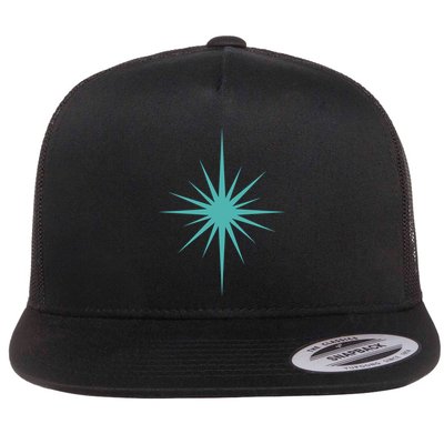 Turquoise Blue Starburst Retro Atomic Era Flatbill Hat