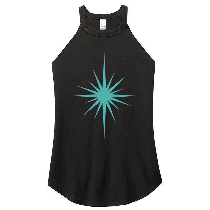 Turquoise Blue Starburst Retro Atomic Era Women's Perfect Tri Rocker Tank