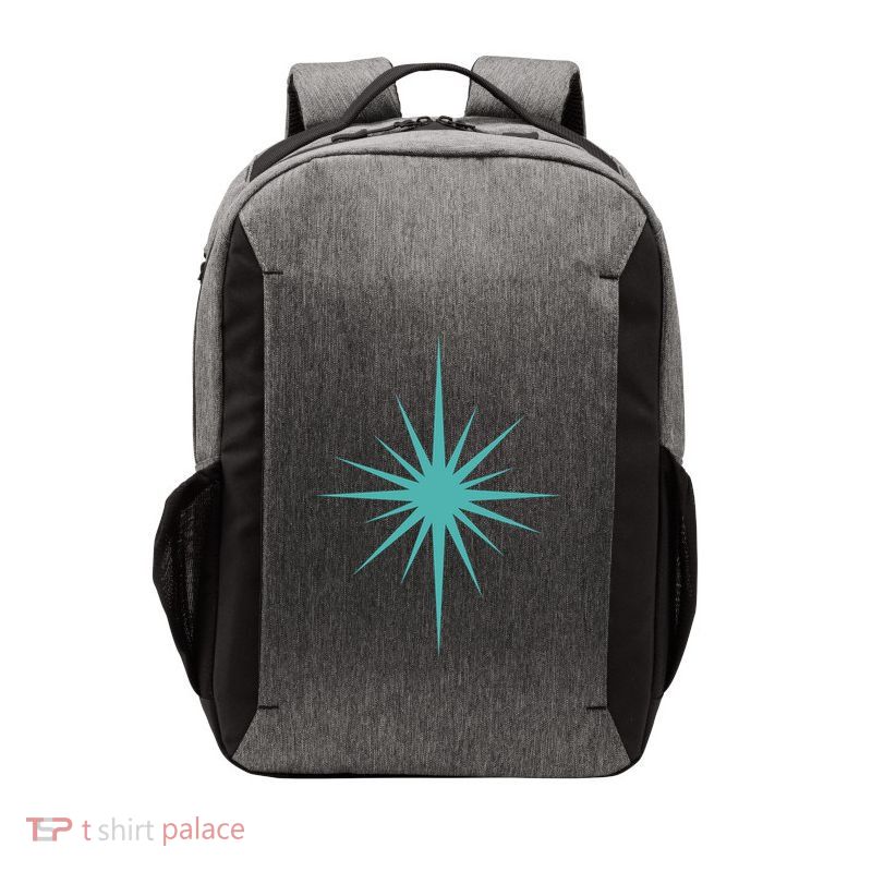 Turquoise Blue Starburst Retro Atomic Era Vector Backpack