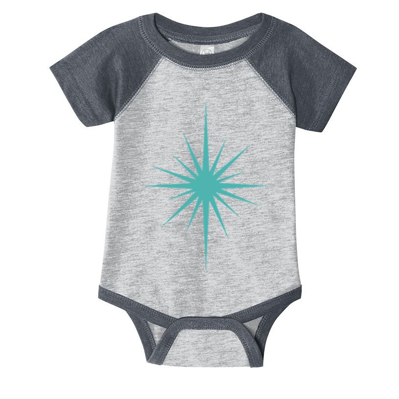 Turquoise Blue Starburst Retro Atomic Era Infant Baby Jersey Bodysuit