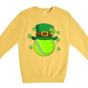 Tennis Ball St Patricks Day Ball Leprechaun Gift Premium Crewneck Sweatshirt