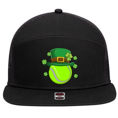 Tennis Ball St Patricks Day Ball Leprechaun Gift 7 Panel Mesh Trucker Snapback Hat