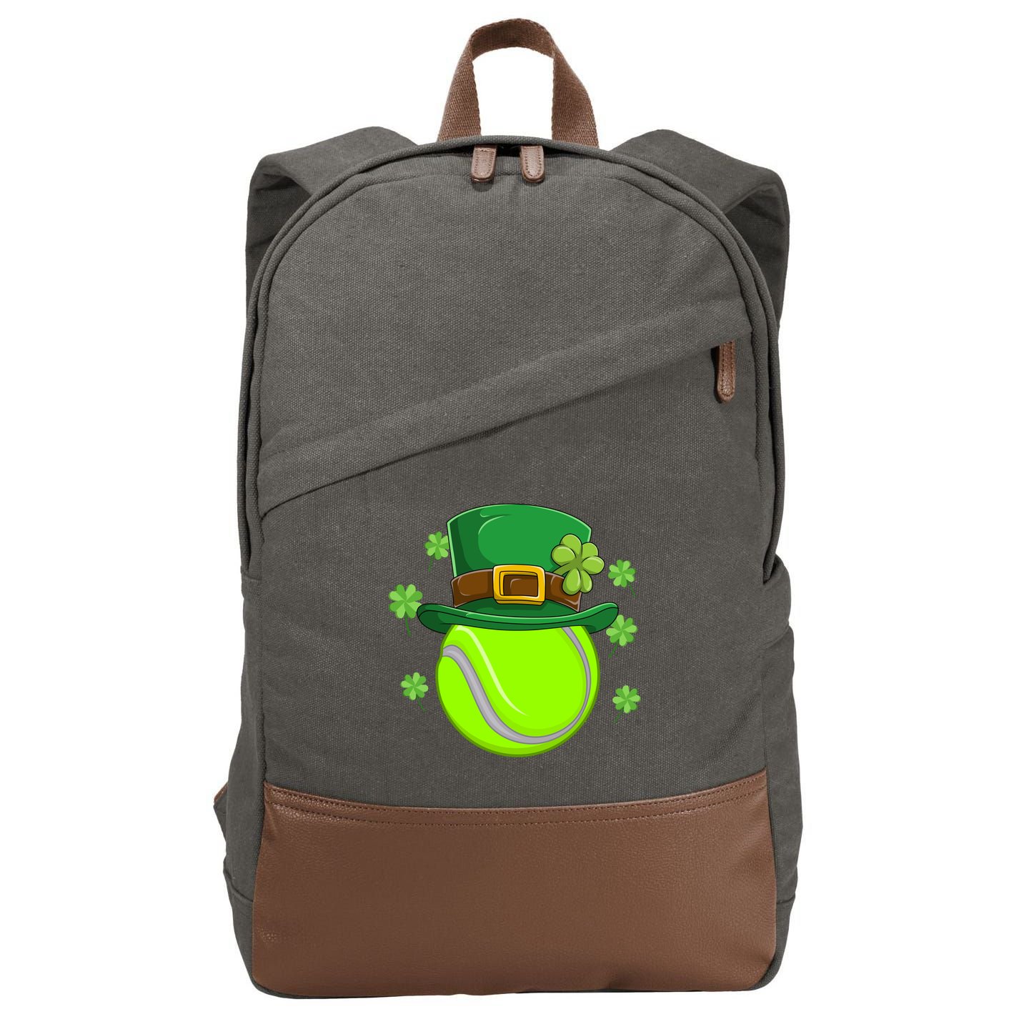 Tennis Ball St Patricks Day Ball Leprechaun Gift Cotton Canvas Backpack