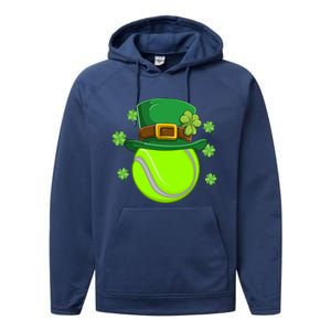 Tennis Ball St Patricks Day Ball Leprechaun Gift Performance Fleece Hoodie