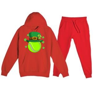 Tennis Ball St Patricks Day Ball Leprechaun Gift Premium Hooded Sweatsuit Set