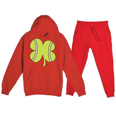 Tennis Ball St Patricks Day Shamrock Gift Premium Hooded Sweatsuit Set