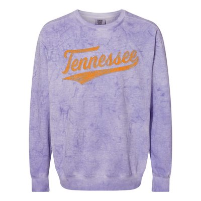 Tennessee Baseball Sports Script Cursive Flag Swoosh Colorblast Crewneck Sweatshirt