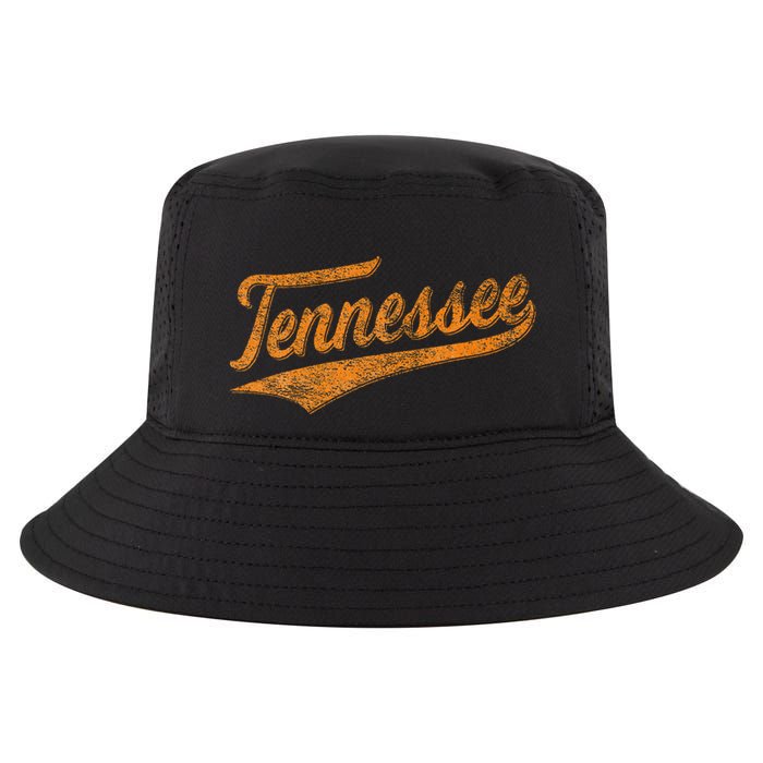 Tennessee Baseball Sports Script Cursive Flag Swoosh Cool Comfort Performance Bucket Hat