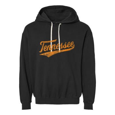 Tennessee Baseball Sports Script Cursive Flag Swoosh Garment-Dyed Fleece Hoodie