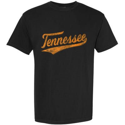 Tennessee Baseball Sports Script Cursive Flag Swoosh Garment-Dyed Heavyweight T-Shirt