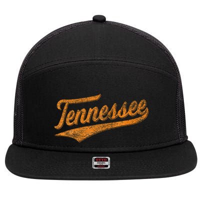 Tennessee Baseball Sports Script Cursive Flag Swoosh 7 Panel Mesh Trucker Snapback Hat