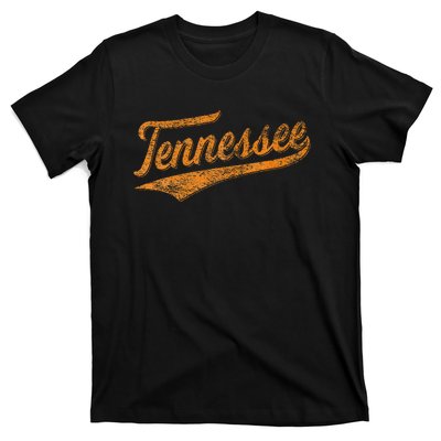 Tennessee Baseball Sports Script Cursive Flag Swoosh T-Shirt