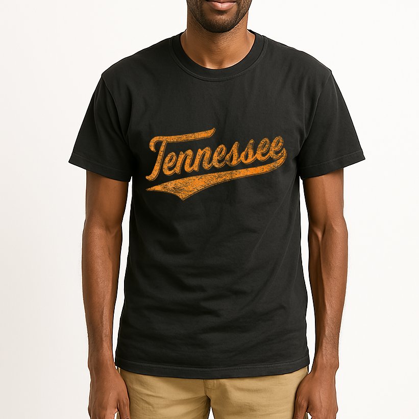 Tennessee Baseball Sports Script Cursive Flag Swoosh Tall T-Shirt