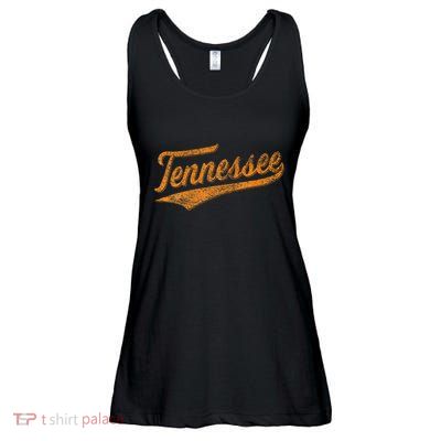 Tennessee Baseball Sports Script Cursive Flag Swoosh Ladies Essential Flowy Tank
