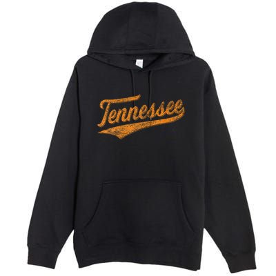 Tennessee Baseball Sports Script Cursive Flag Swoosh Premium Pullover Hoodie