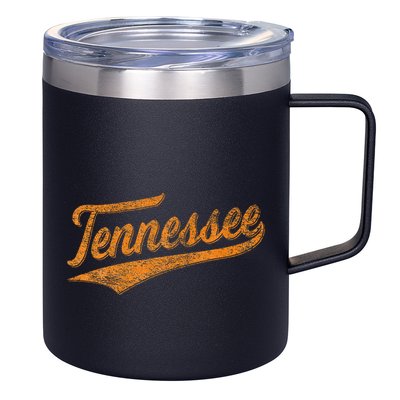 Tennessee Baseball Sports Script Cursive Flag Swoosh 12oz Stainless Steel Coffee Mug