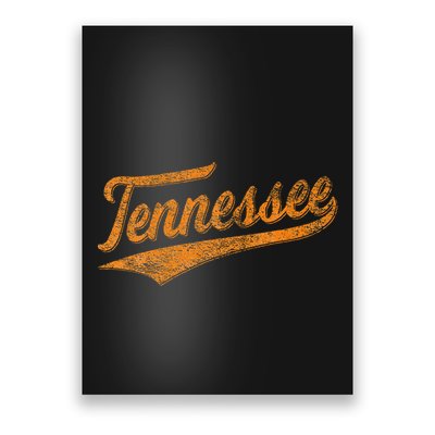 Tennessee Baseball Sports Script Cursive Flag Swoosh Poster